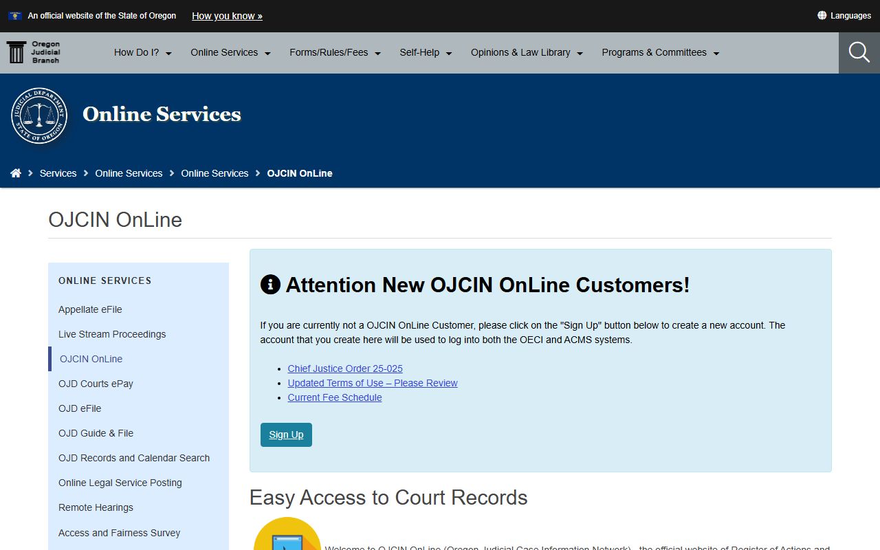 Lincoln County court records OJCIN Online access