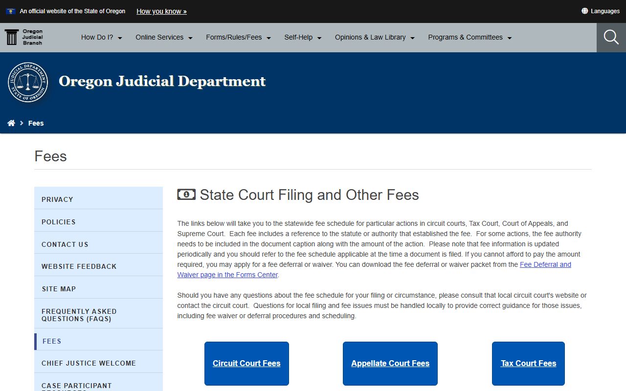 Lincoln County court records statewide court fees