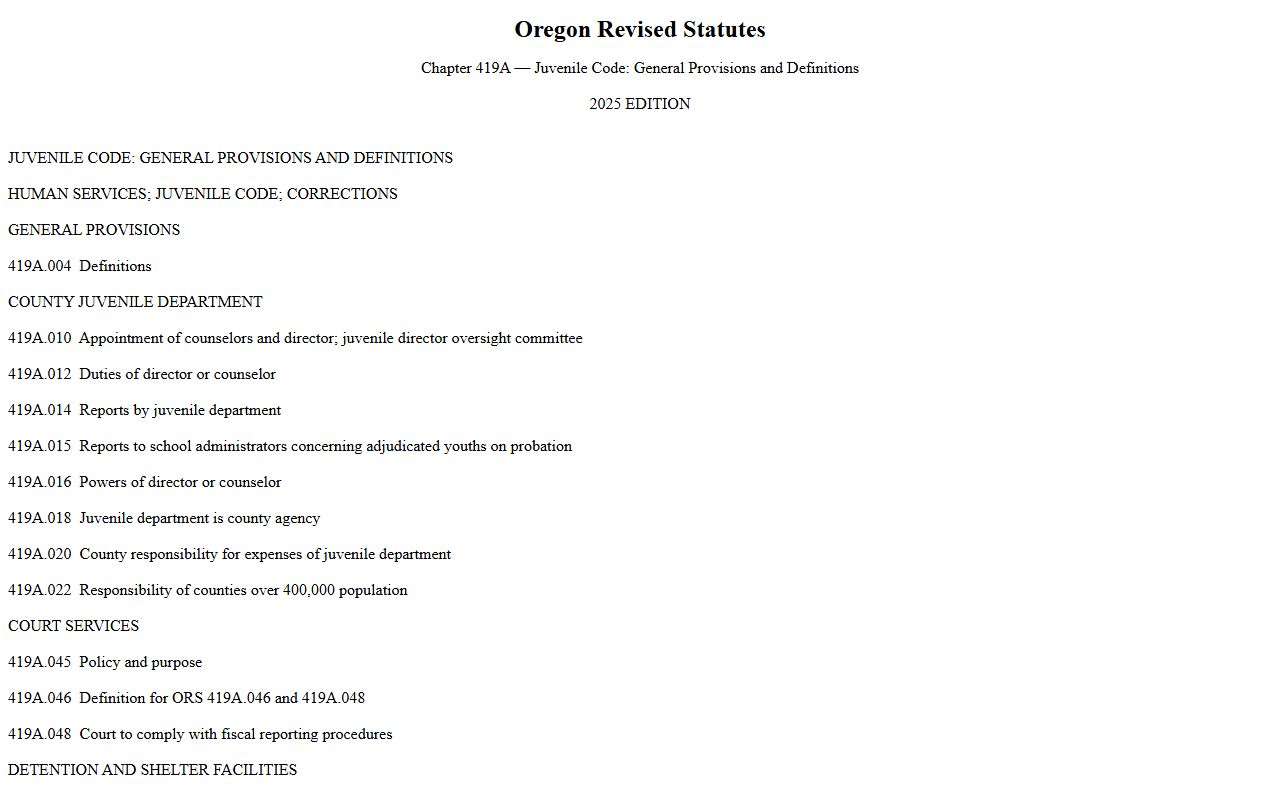 Lincoln County criminal court records Oregon juvenile statutes