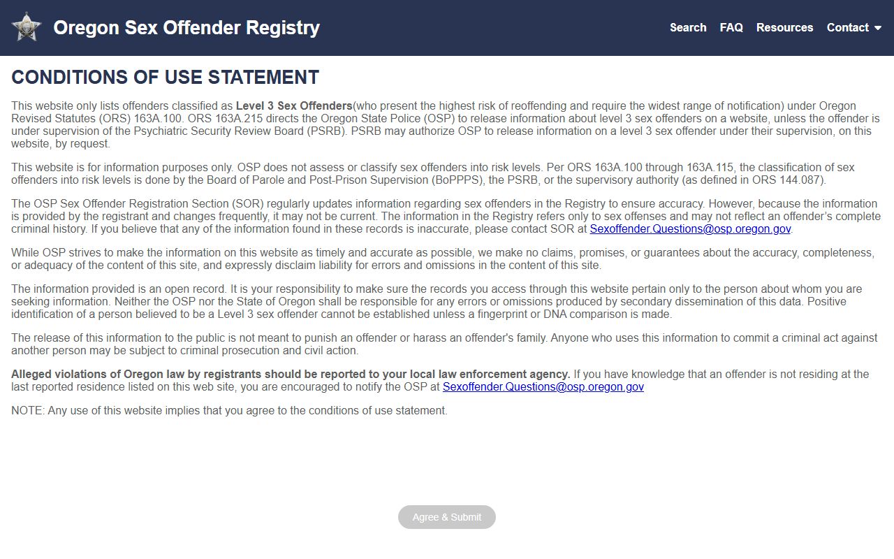 Lincoln County inmate search Oregon State Police sex offender registry