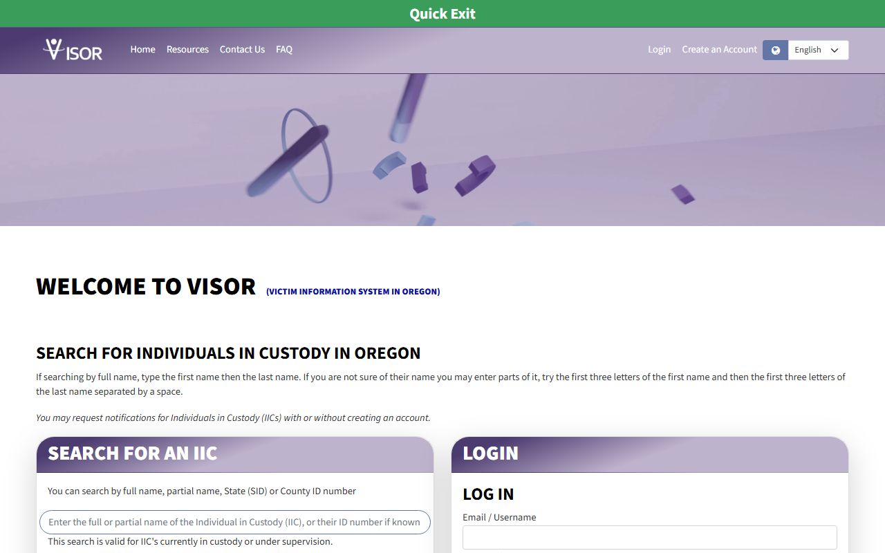 Lincoln County inmate search VISOR custody notification