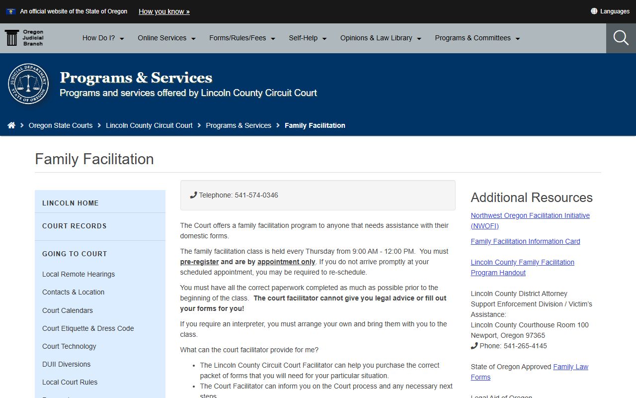 Lincoln County divorce records family facilitation source