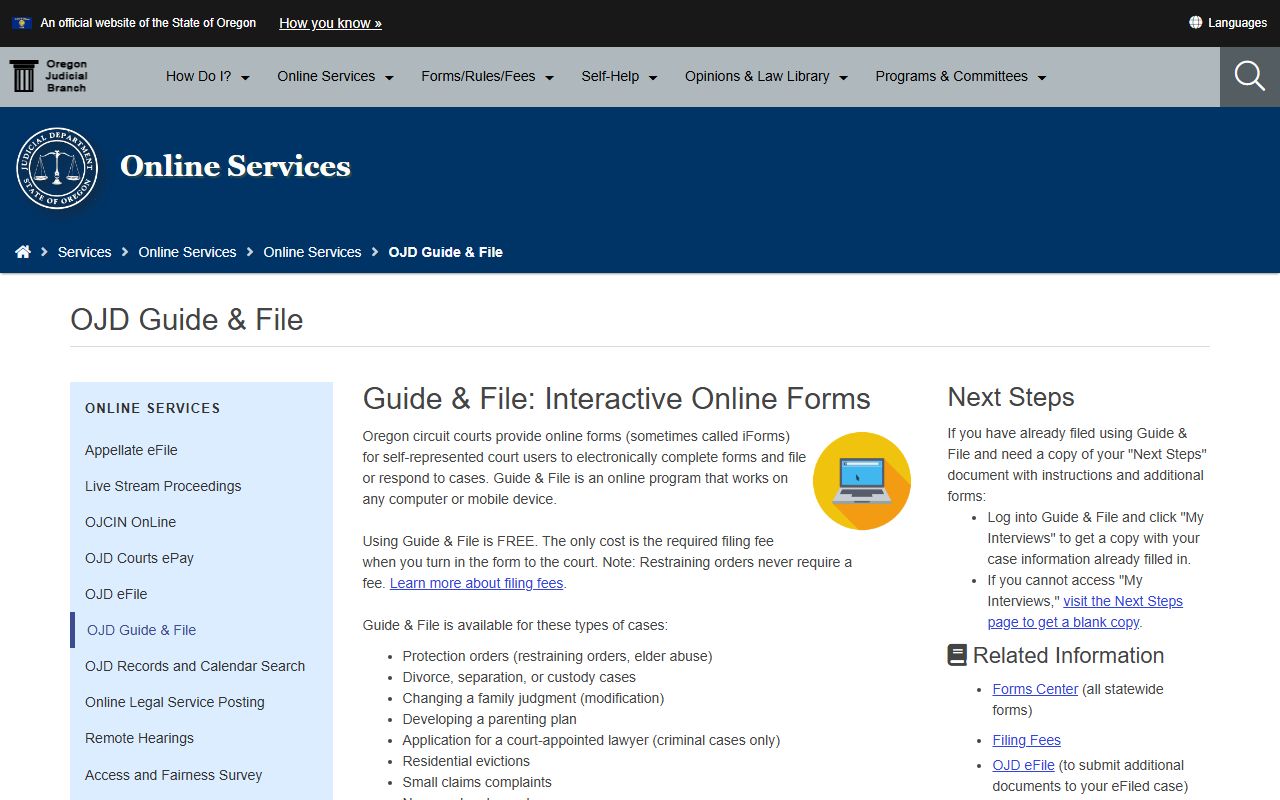 Lincoln County divorce records OJD Guide and File forms
