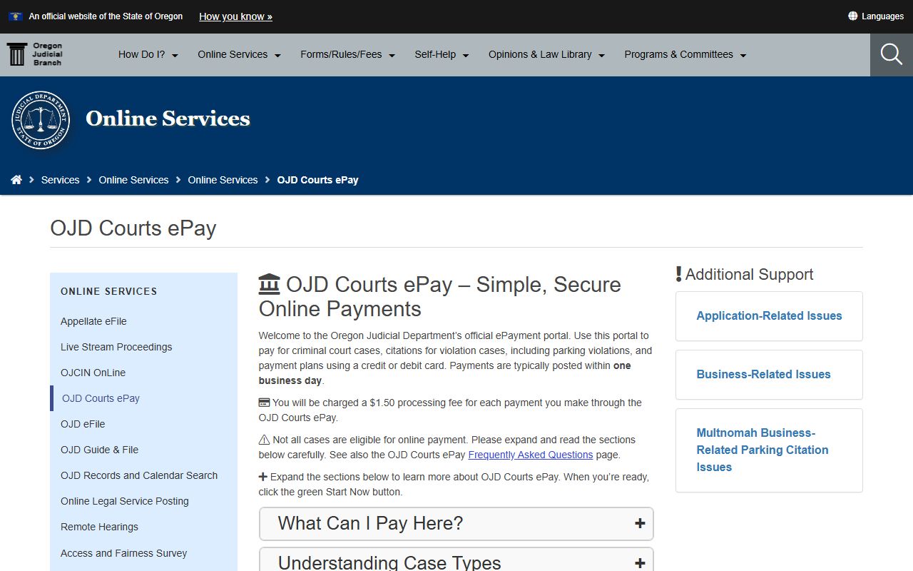 Lincoln County traffic court records OJD Courts ePay
